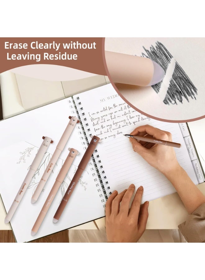 سيوسي Erasable Gel Pens Set, Fine Tip Blue Ink Pens with Bear Design, Smooth Writing & Friction Erasable for Students, Office Work, Sketching, Note-Taking, Cute Bear Theme(0.5mm, 8-Pack) - Image 3